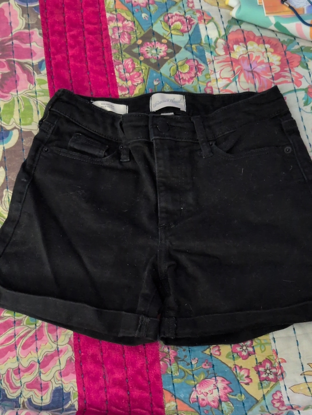 Universal Thread Women's Black Rolled-Hem Denim Shorts